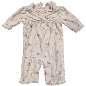 Gymboree VTG Baby Girl Clothes Pink Floral Rose Ruffle Romper Preemie Cotton